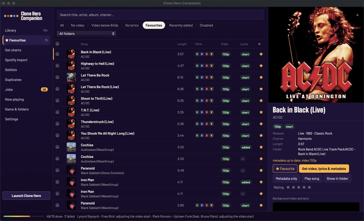 The favourites view, including songs in your cloud that are not on this machine